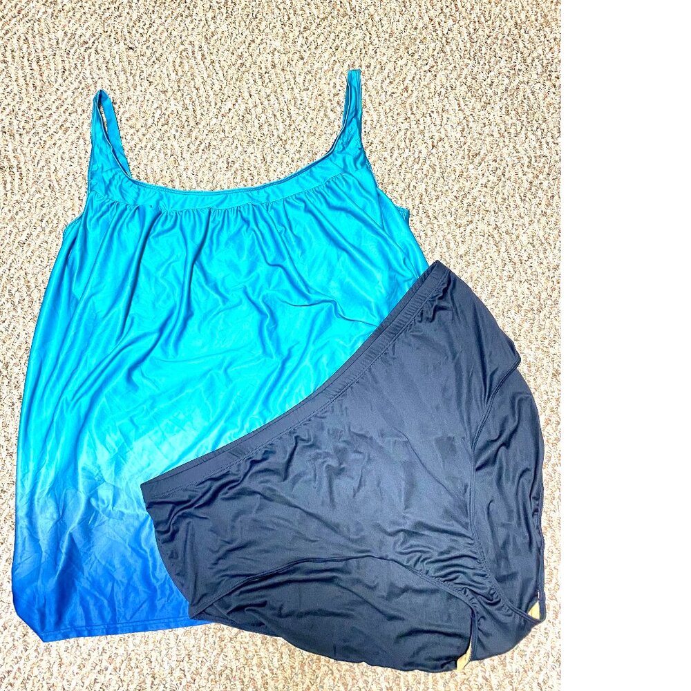 NEW Swim 365 Blue Tankini 40W & Navy Bikini 40W Women Plus Swimwear 2PC #027